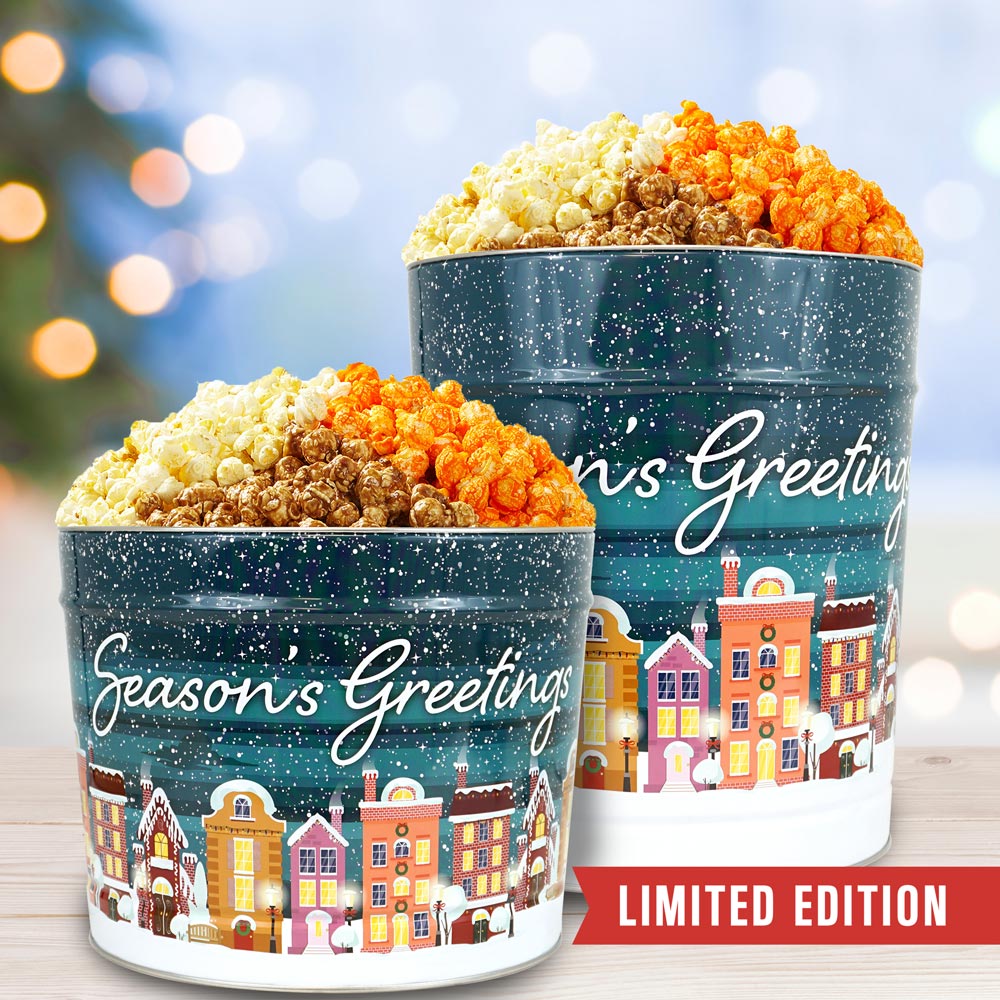 3 Flavor Hampton Classic: Season's Greetings Popcorn Tin