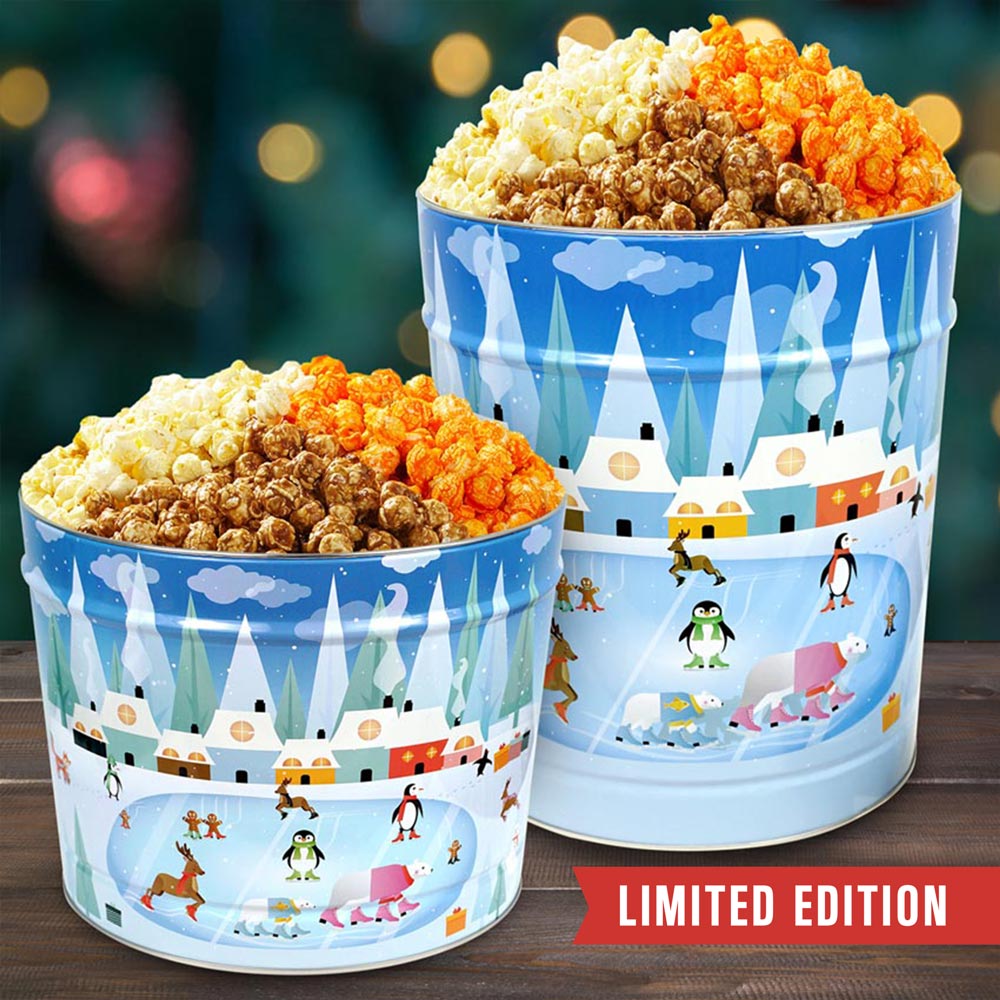 3 Flavor Hampton Classic: Snowy Winter Village Popcorn Tin